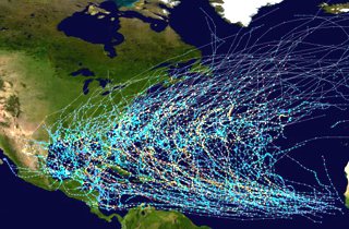 Spaghetti Model of Atlantic Hurricane Tracks